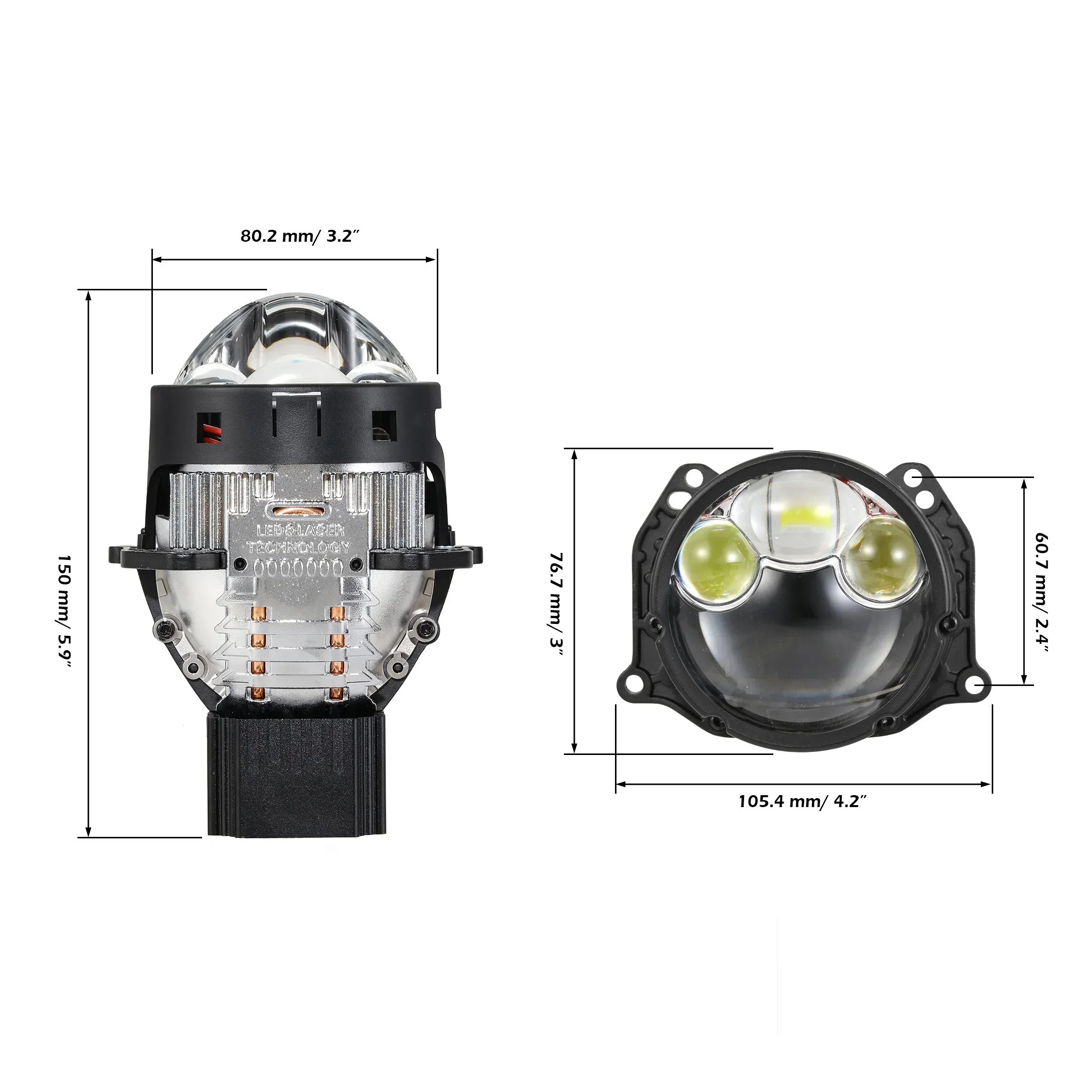 🆕3 Inch 158W Ultra-Brightness & Wider Light Pattern Triple Direct Bi-LED Projector Lens Headlight K9 Series- Retrofit Cutting Installation for Car | 2PCS/Set - Image 6