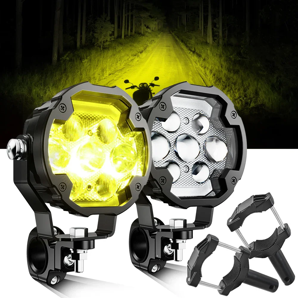 🆕4.2 Inch Motorcycle Auxiliary LED Spotlight, 72W AX7 Series Dual Color Switchback Driving Fog Light with 3+4 Modes For Motorcycle Jeep SUV ATV Truck | 2PCS/Set - Image 17