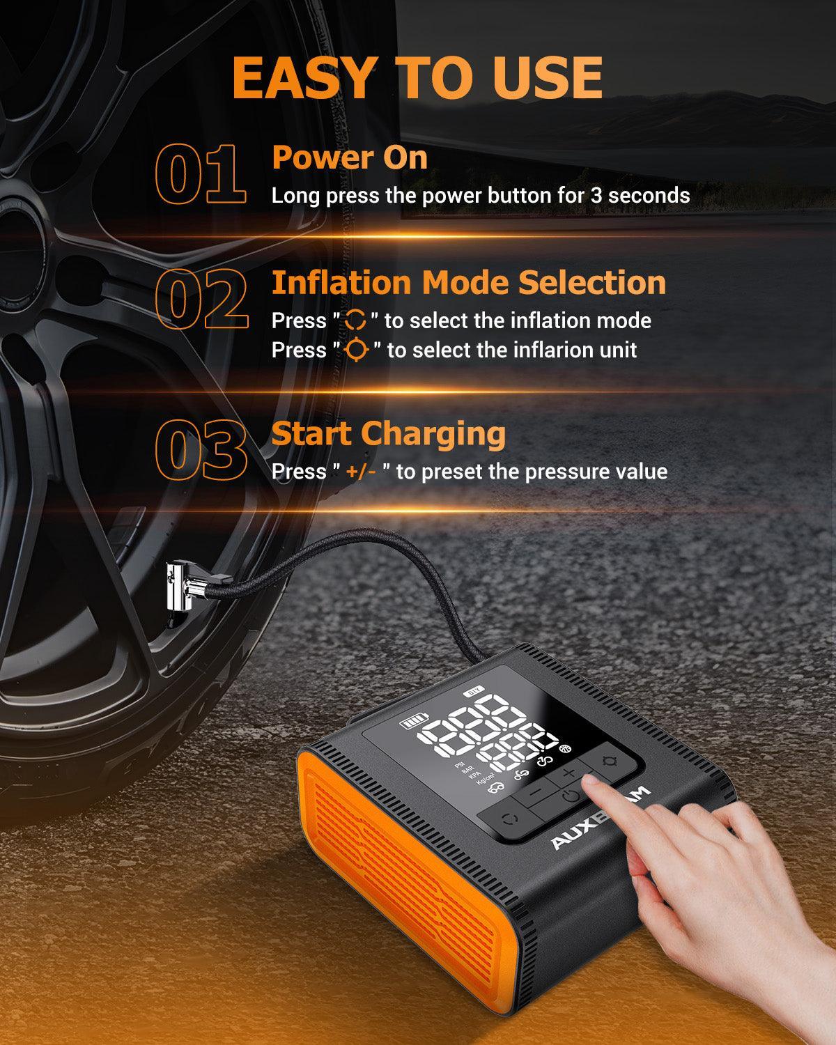 🆕Model-H4 PRO 19mm Cylinder Portable Car Tire Inflator Air Compressor Pump for Pickup Truck Car Motorcycle Bike Ball - Image 4