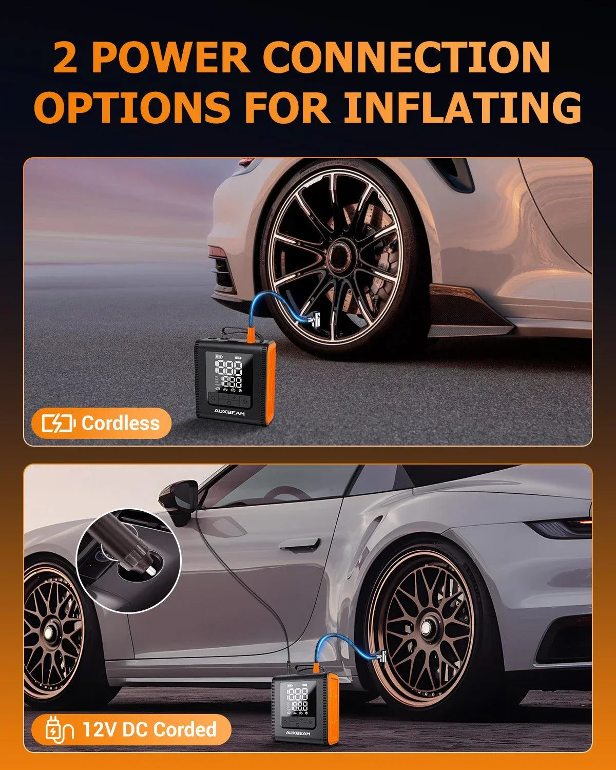 🆕Model-H4 PRO 19mm Cylinder Portable Car Tire Inflator Air Compressor Pump for Pickup Truck Car Motorcycle Bike Ball - Image 6