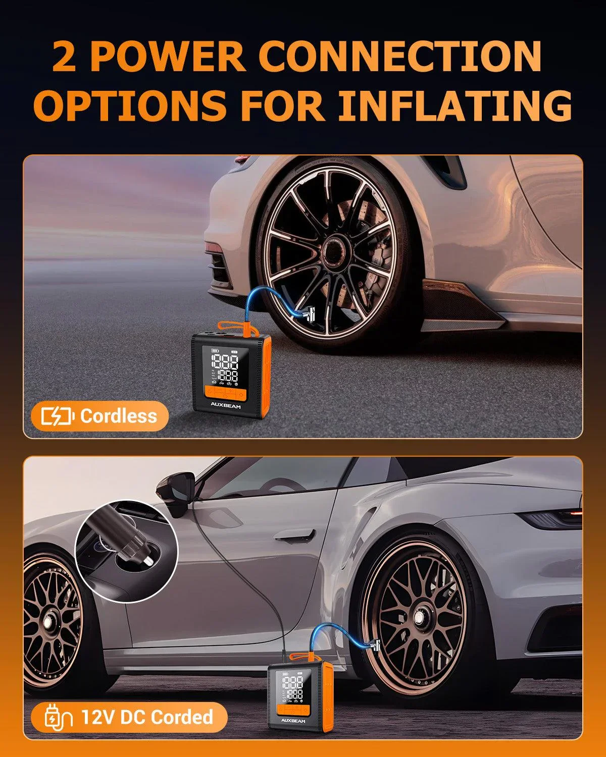 🆕Model-H4 19mm Cylinder Portable Car Tire Inflator Air Compressor Pump for Pickup Truck Car Motorcycle Bike Ball - Image 4