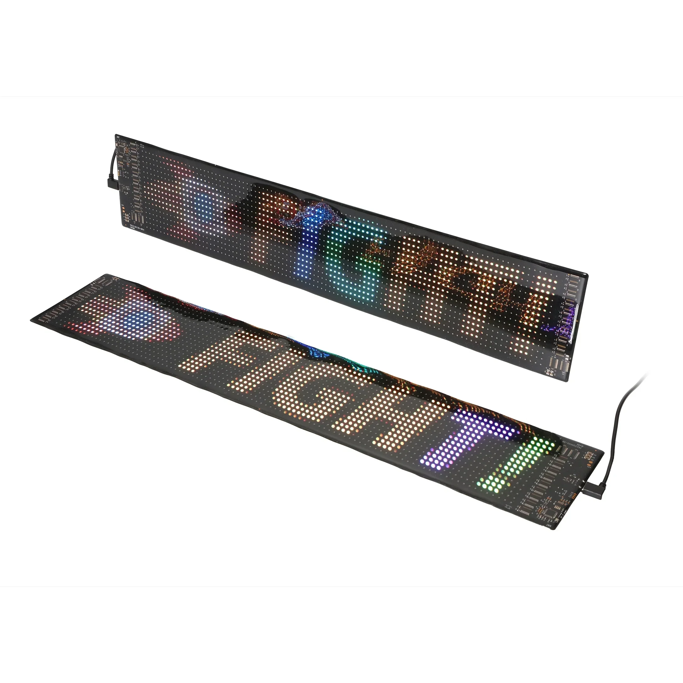 🆕Two-Pack 23.42x4.72in Devil's Eye Atmosphere Light - Flexible Programmable USB Car LED Screen for Windshield, APP Control - Image 12