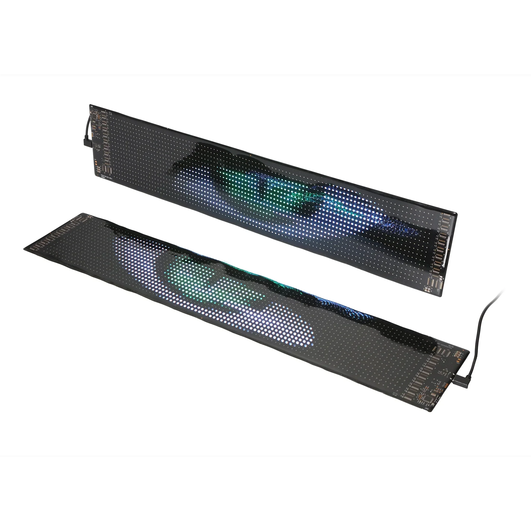 🆕Two-Pack 23.42x4.72in Devil's Eye Atmosphere Light - Flexible Programmable USB Car LED Screen for Windshield, APP Control - Image 4