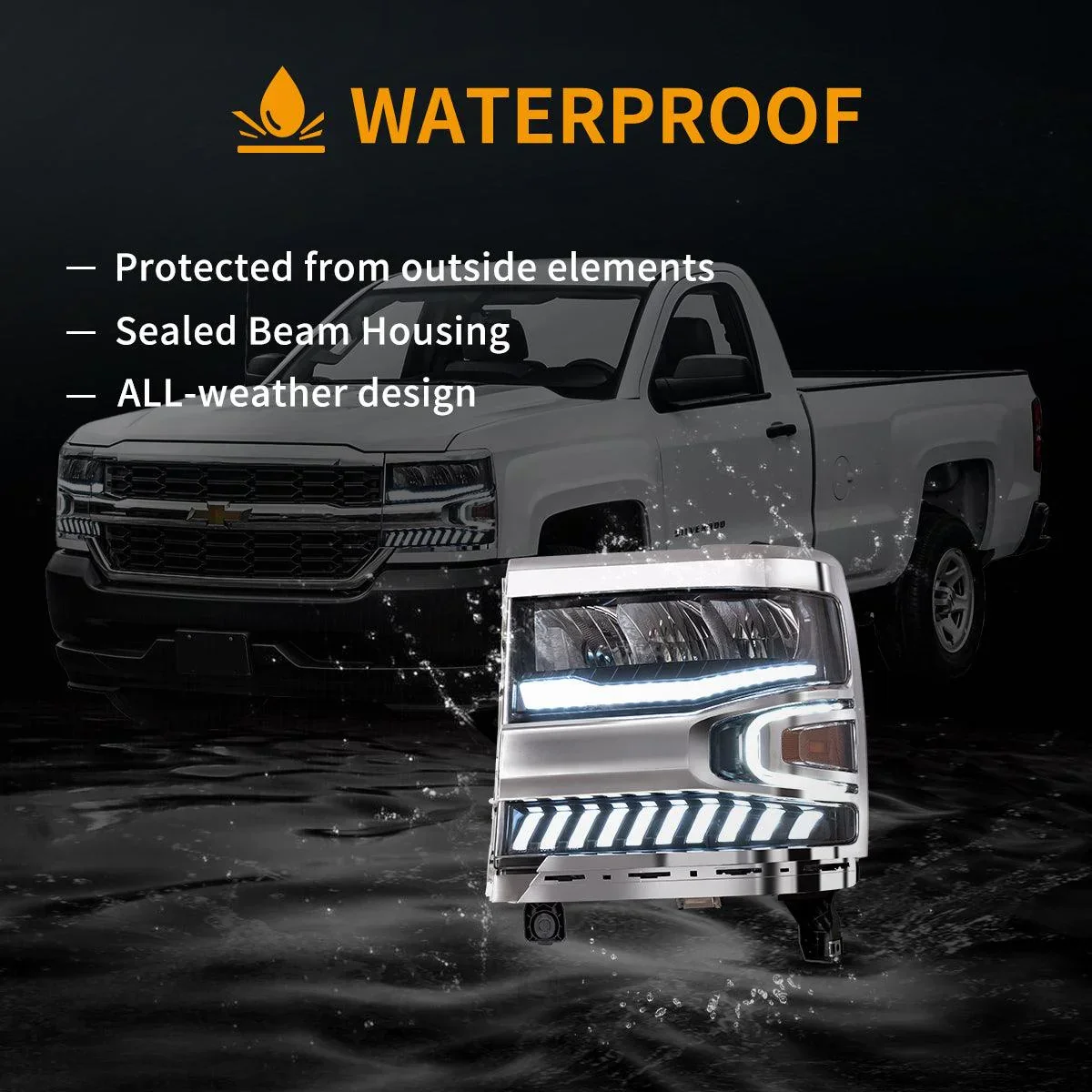 LED Headlight Assembly Reflection Bowl Chrome For 2016-2018 Chevrolet Silverado 1500 4th Gen Facelift - Image 6