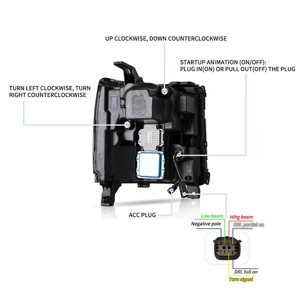 LED Headlight Assembly Reflection Bowl Chrome For 2016-2018 Chevrolet Silverado 1500 4th Gen Facelift - Image 8