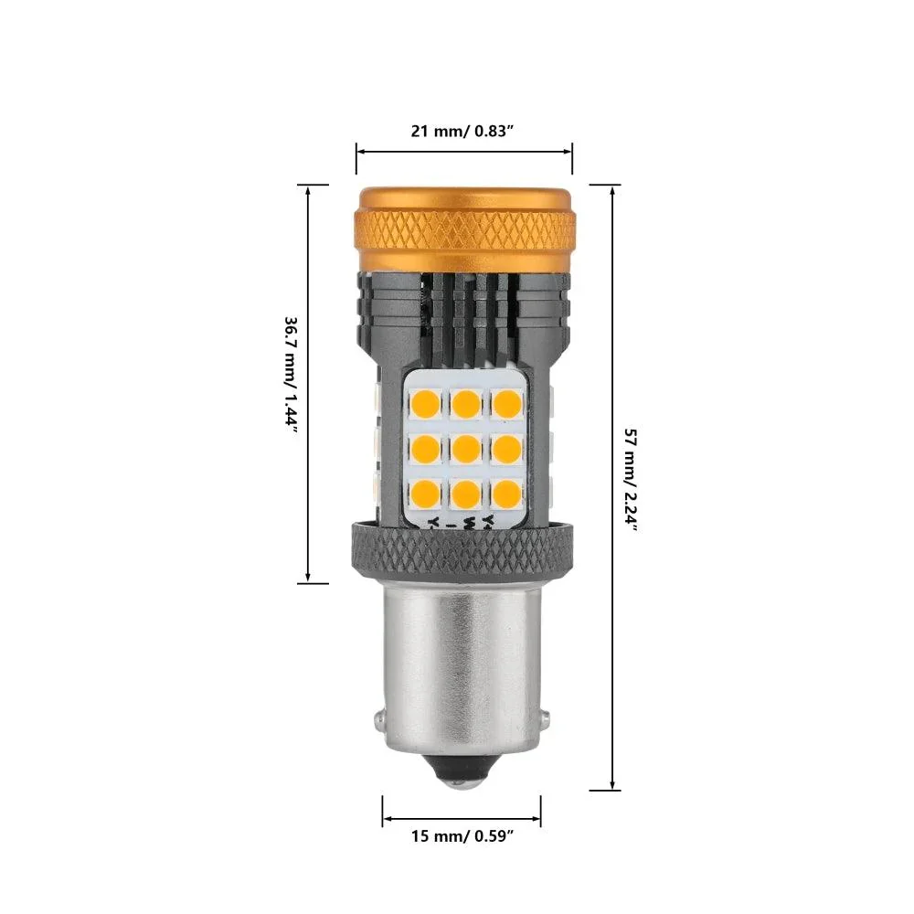 1156 BA15S LED Turn Signal Light Rear/Front, Side Maker Light Bulbs 56W 600% High Brightness CAN-Bus Error Free 3000K Amber B21 Series |2 Bulbs - Image 13