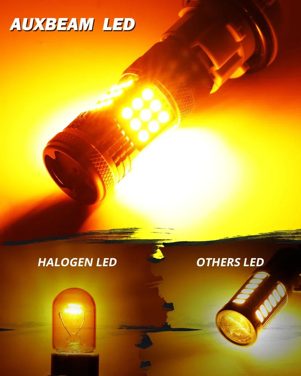 1156 BA15S LED Turn Signal Light Rear/Front, Side Maker Light Bulbs 56W 600% High Brightness CAN-Bus Error Free 3000K Amber B21 Series |2 Bulbs - Image 4