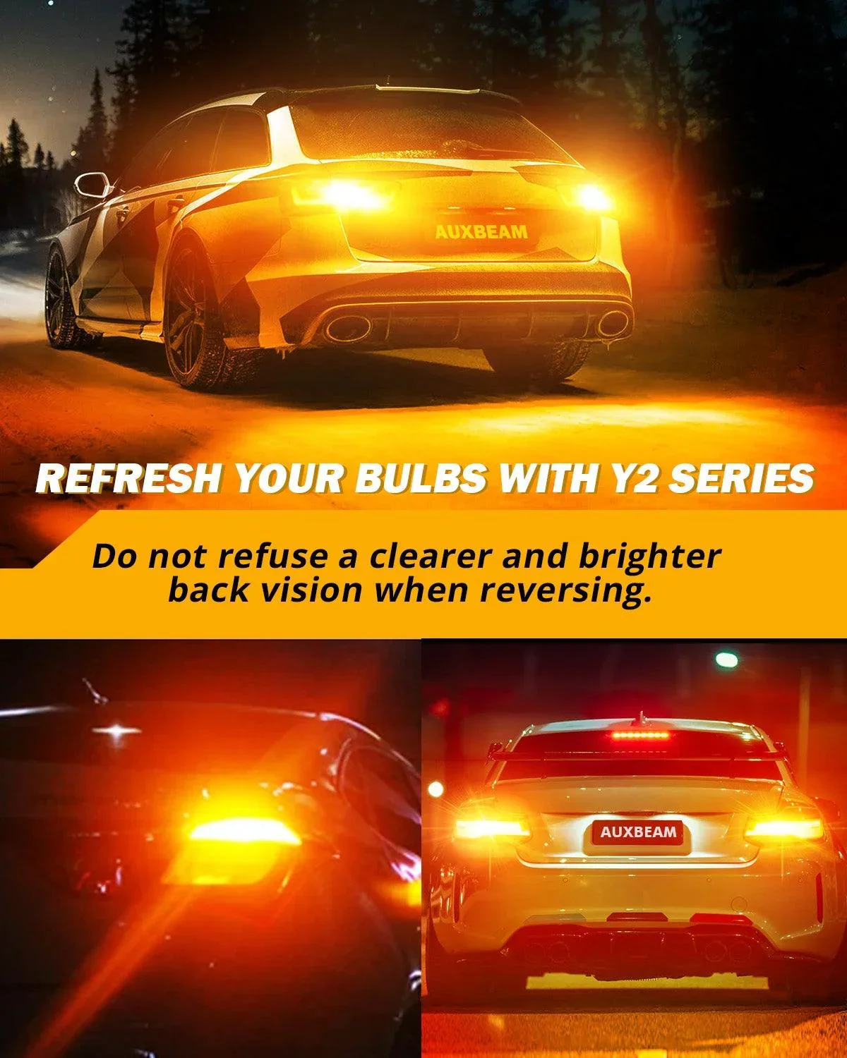 1157 BAY15D LED Turn Signal Light Rear/Front, Side Maker Light Bulbs 14W 6000LM CAN-Bus Error Free 3000K Amber Y2 Series | 2 Bulbs - Image 7