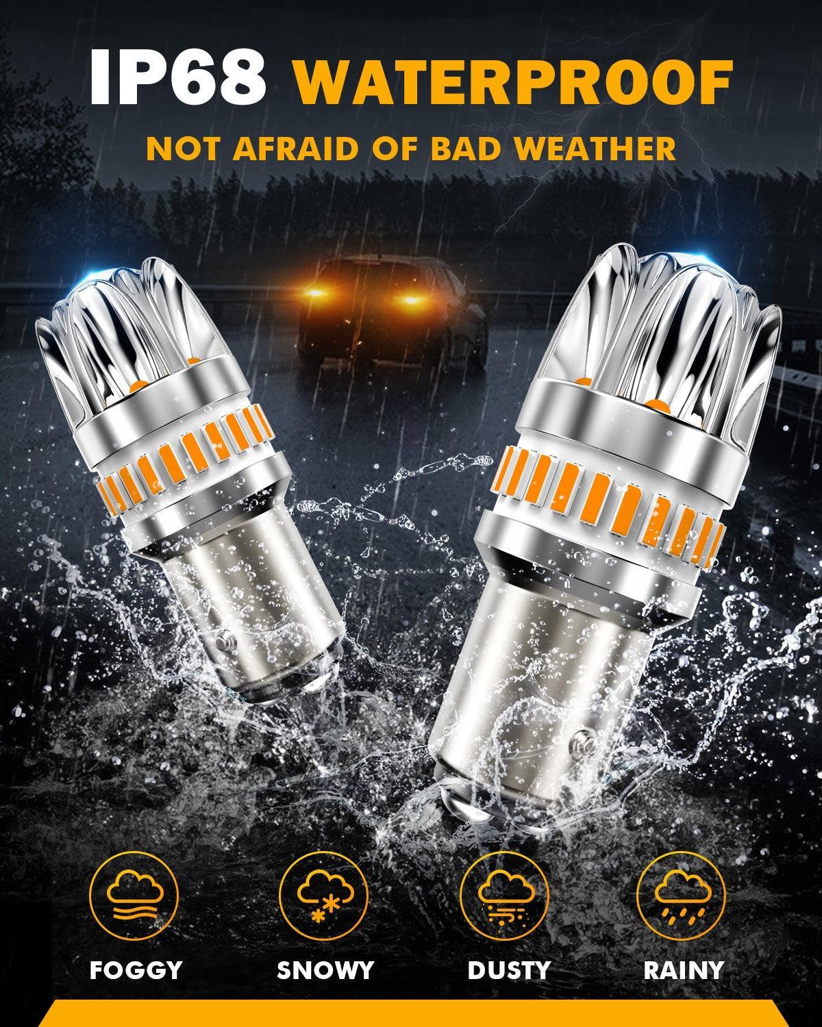 1157 BAY15D LED Turn Signal Light Rear/Front, Side Maker Light Bulbs 14W 6000LM CAN-Bus Error Free 3000K Amber Y2 Series | 2 Bulbs - Image 8