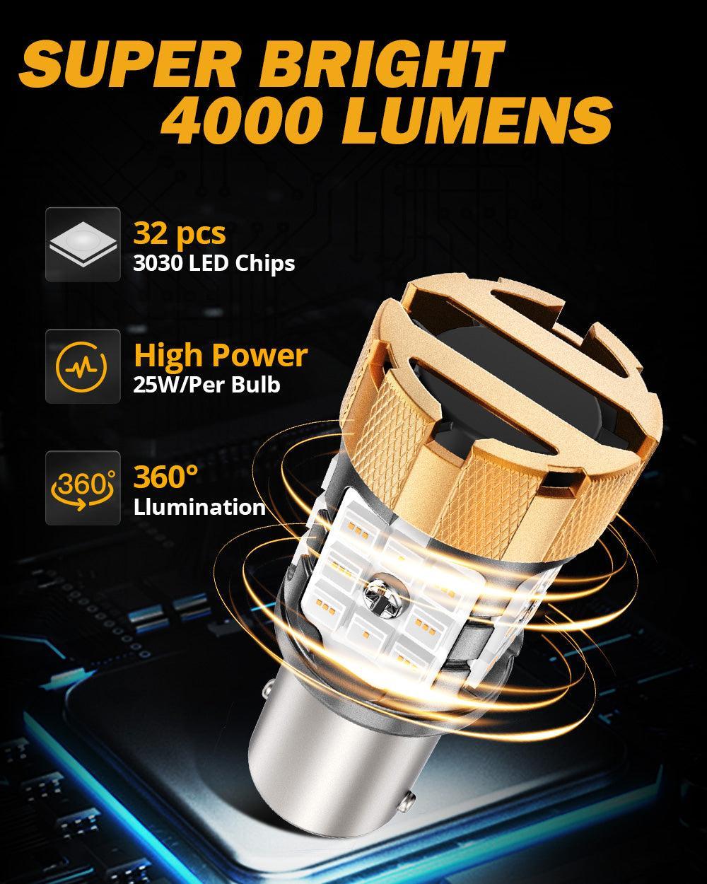 🆕 1157 BAY15D LED Brake/Tail Light Bulbs 50W 4000LM CAN-Bus Error Free Red B21-PRO Series | 2 Bulbs - Image 3