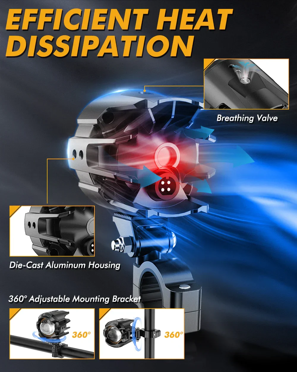 2023 Kawasaki KLR 650 Motorcycle LED Spotlight Light 3+5 Light Modes - Image 4