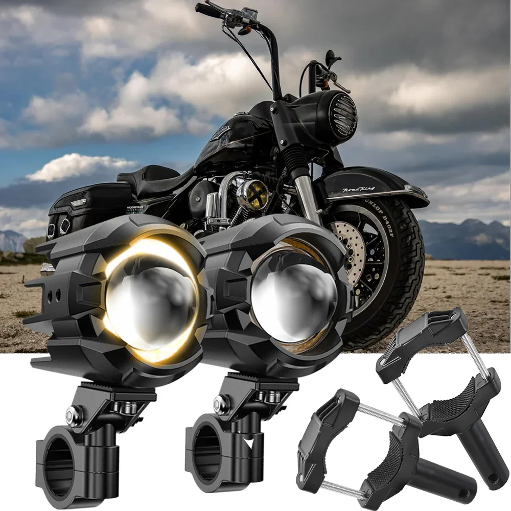 1999 Harley Road King Classic Motorcycle LED Spotlight Light 3+5 Light Modes - Image 8