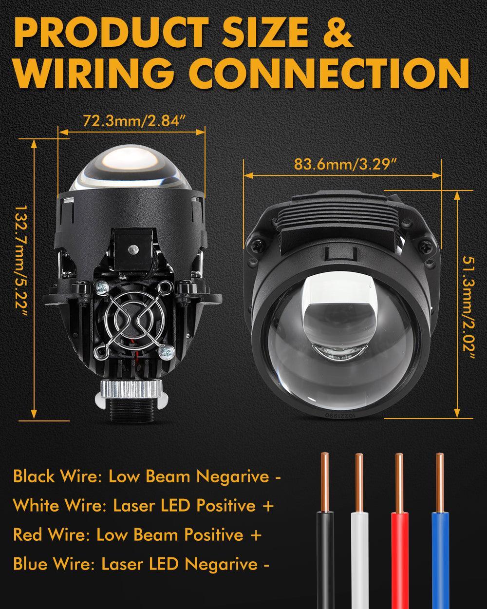 2.5 Inch 90W 70W Hi/Lo Beam Bi-LED Laser Projector Lens Headlight S8 Series Non-Destructive Installation Projector Lens for Car | 2PCS/Set - Image 9