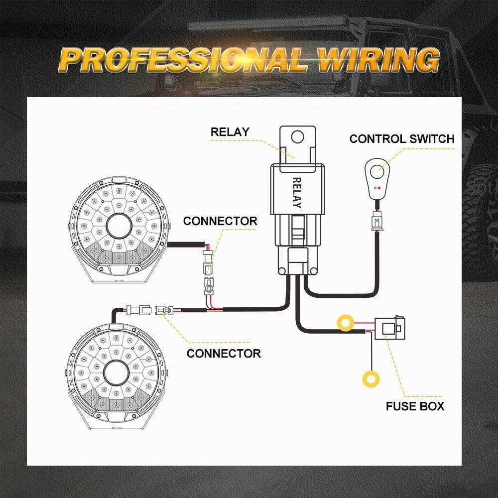 (2 Leads 16AWG) DT Connector LED Light Bar Wiring Harness Kit with Fuse 12V 40A Relay ON/OFF Switch - Image 5