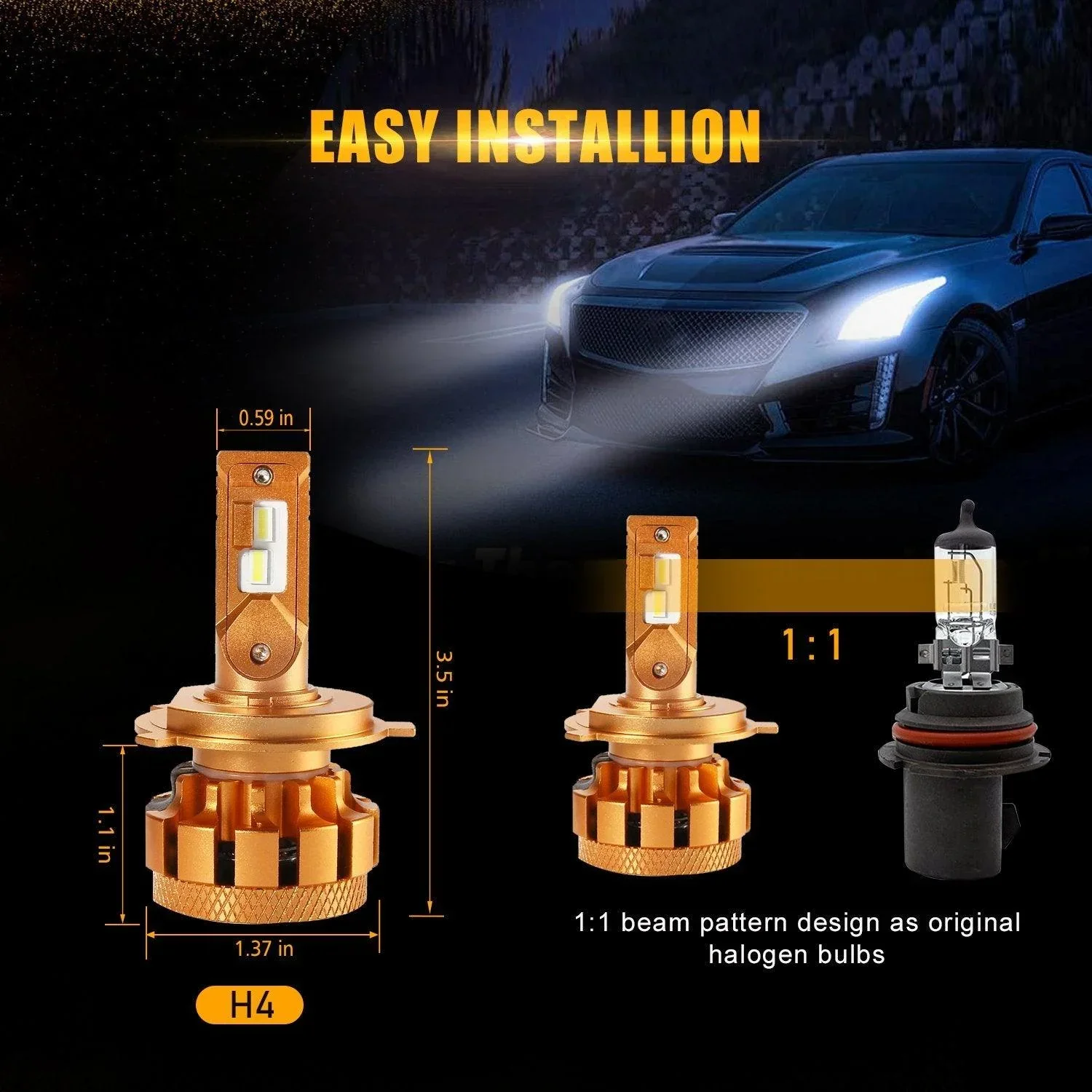 For 2000-2003 HONDA CIVIC H4 9003 F-16 Plus Series Automotive Grade 14000LM LED Light Bulbs High Low Beam Bundle - Image 9