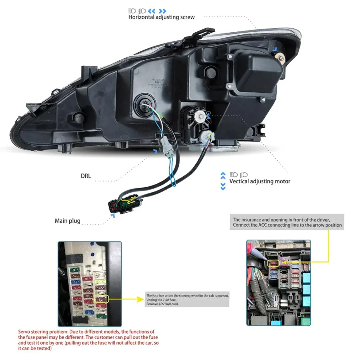 LED Headlight Assembly Matrix Projector With Blue DRL For 2006-2012 Lexus IS250/IS250C/IS350/IS220d & 2008-2014 ISF(XE20) - Image 4