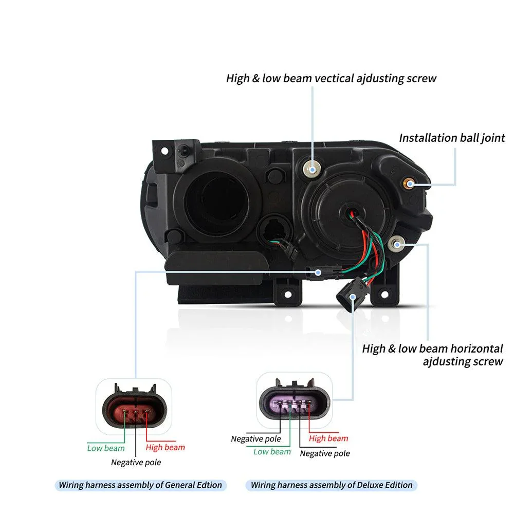 LED Headlight Assembly Dual Beam Projector Black For 2008-2014 Dodge Challenger 3th Gen Pre-Facelift - Image 9