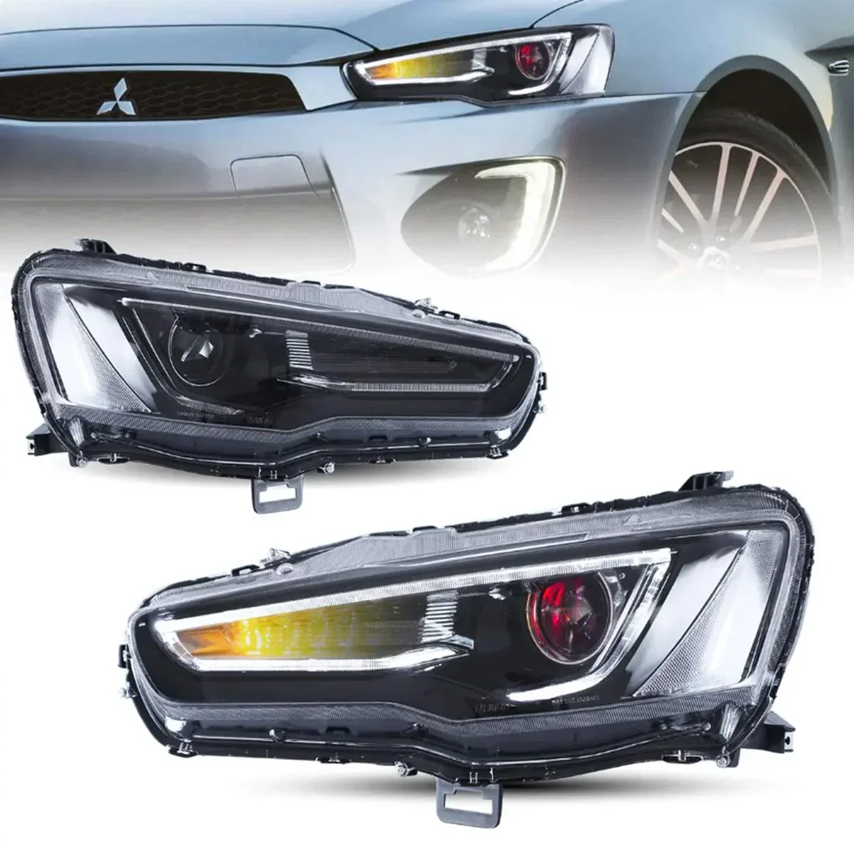 LED Headlight Assembly Dual Beam Projector With Demon Eyes Black For 2008-2017 Mistubishi Lancer 9th Gen Evo X GSR 10th Gen(CZ4A) - Image 14