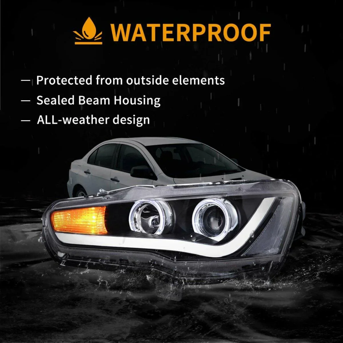 LED Headlight Assembly Projector Black For 2008-2017 Mitsubishi Lancer 9th Gen Evo X GSR 10th Gen(CZ4A) - Image 6
