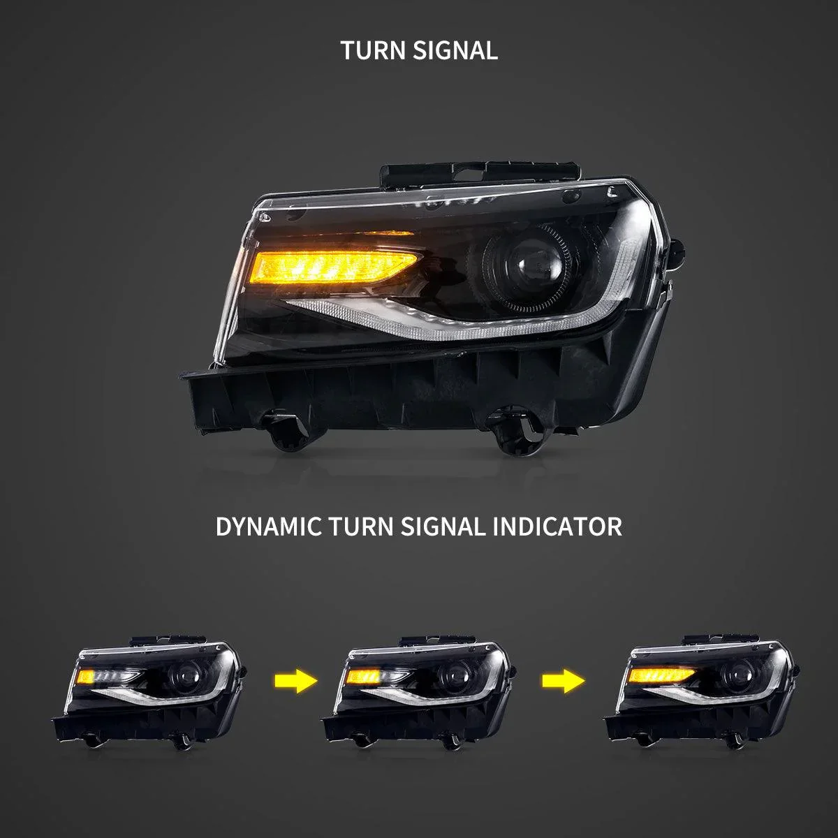 LED Headlight Assembly RGB Dual Beam Projector Black For 2014-2015 Chevrolet Camaro - Image 3