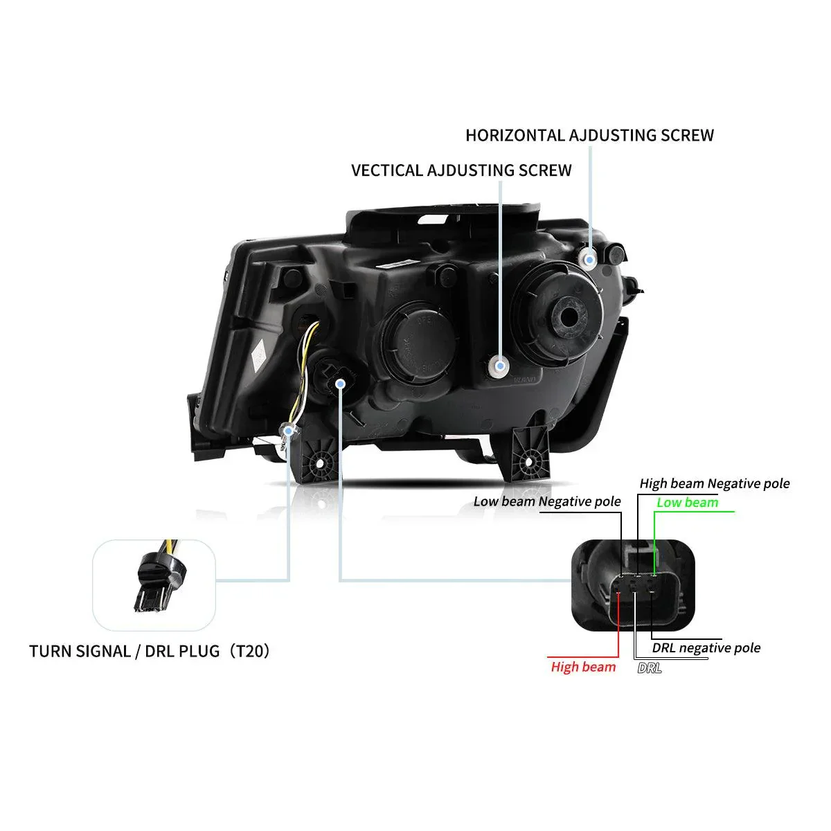 LED Headlight Assembly Dual Beam Projector Black For 2014-2015 Chevrolet Camaro - Image 8