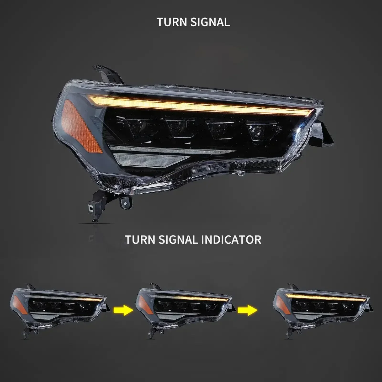 LED Headlight Assembly 4Pcs Projector Upgrade For 2014-2024 Toyota 4Runner - Image 3
