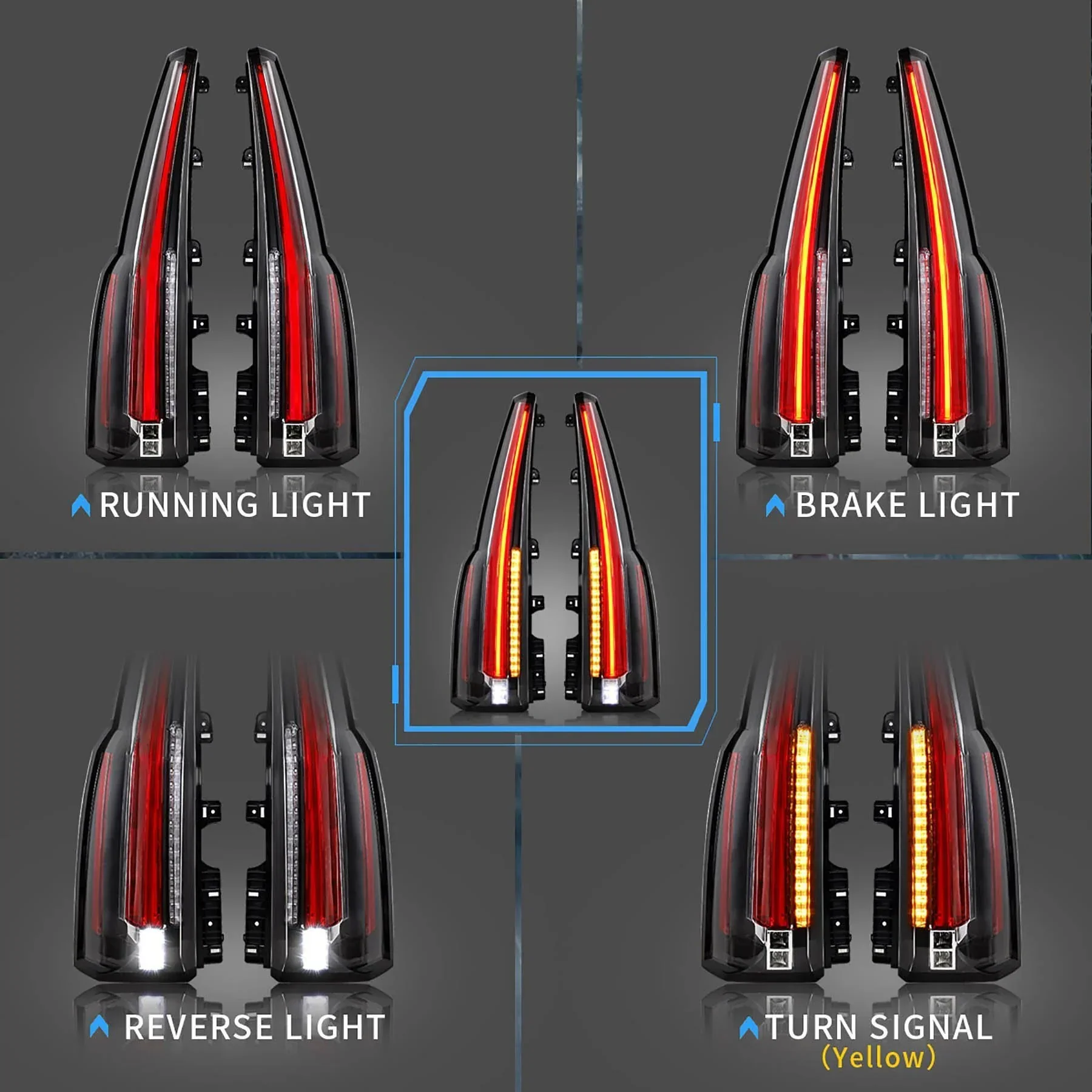 LED Tail Light Assembly with Upgrade LED Kit For 2015-2020（4th Gen) GMC Yukon - Image 3