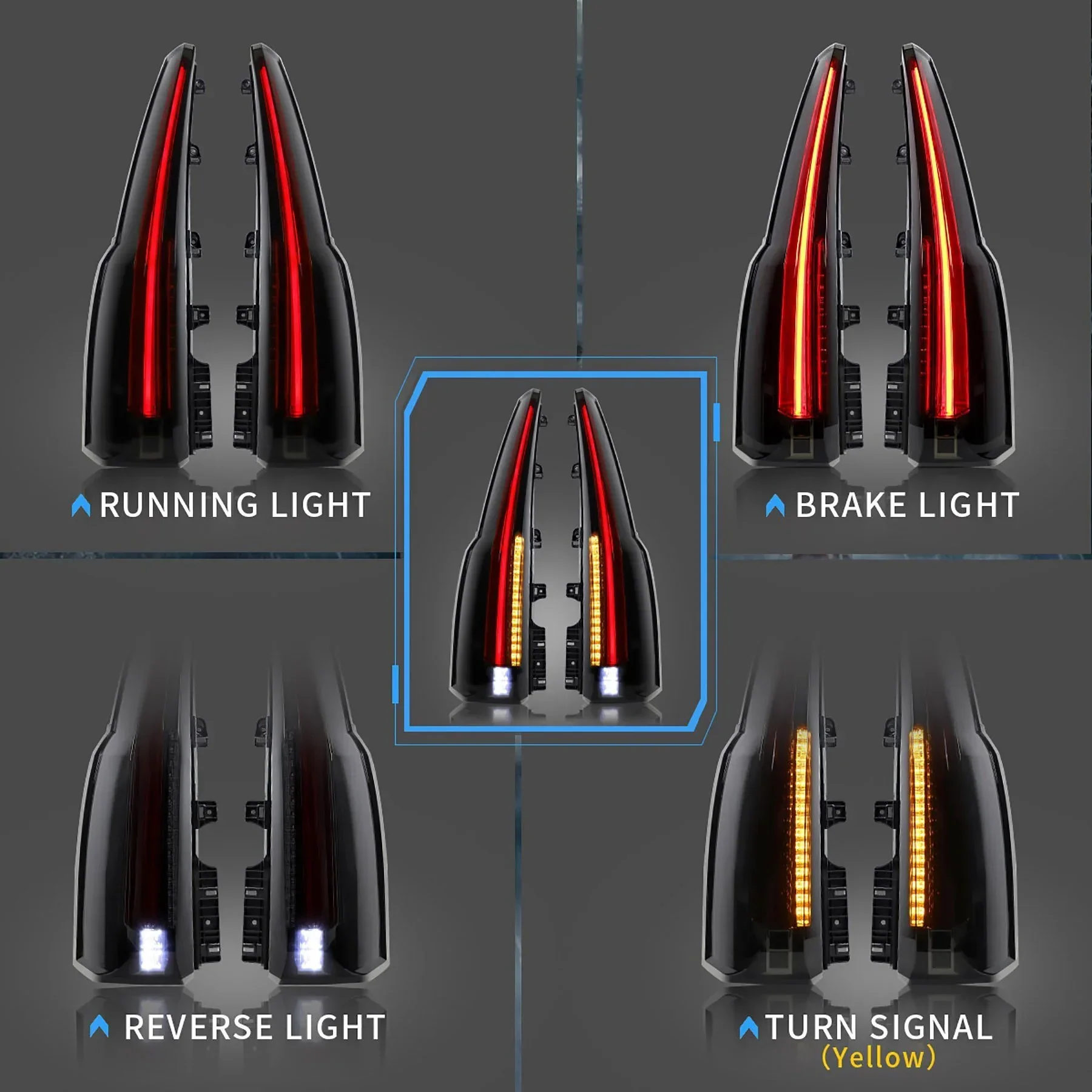 LED Tail Light Assembly with Upgrade LED Kit For 2015-2020（4th Gen) GMC Yukon - Image 4