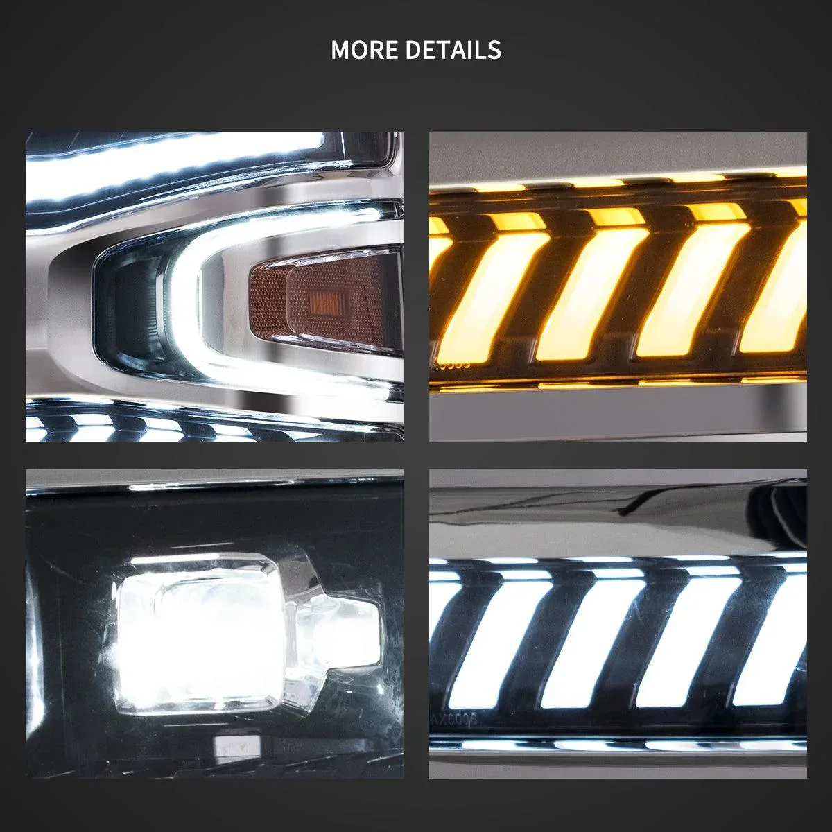 LED Headlight Assembly Dual Beam Projector Black For 2016-2018 Chevrolet Silverado 1500 4th Gen Facelift - Image 5