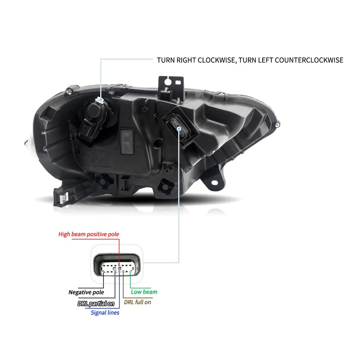 LED Headlight Assembly Dual Beam Projector Black For 2018-2024 Ford Mustang 6th Gen Facelifted - Image 6
