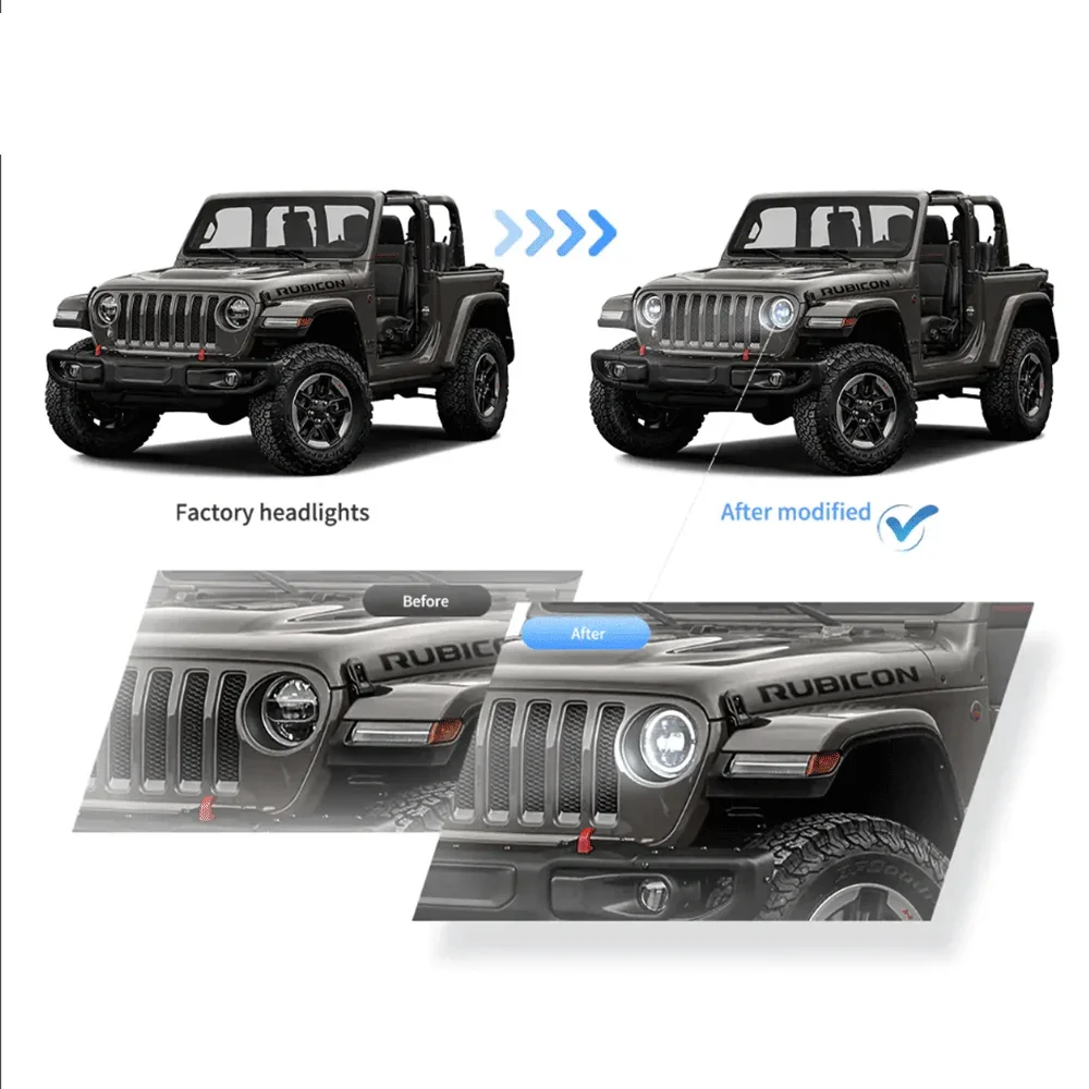 Full LED Headlight Assembly With Start-up Animation For 2018-UP Jeep Wrangler JL JLU JT Rubicon - Image 9