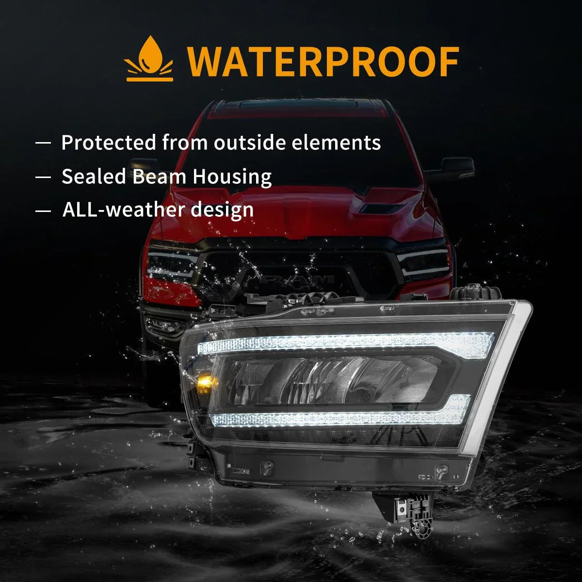 LED Headlight Assembly Reflection Bowl Chrome For 2019-2023 Dodge Ram 1500 5th Gen(DT) - Image 6