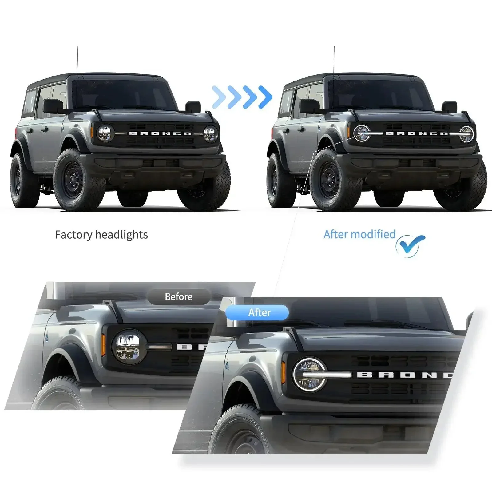 LED Headlight Assembly Projector For 2020-2024 Ford Bronco - Image 5