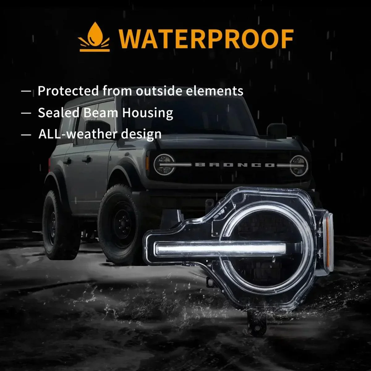 LED Headlight Assembly Projector For 2020-2024 Ford Bronco - Image 8