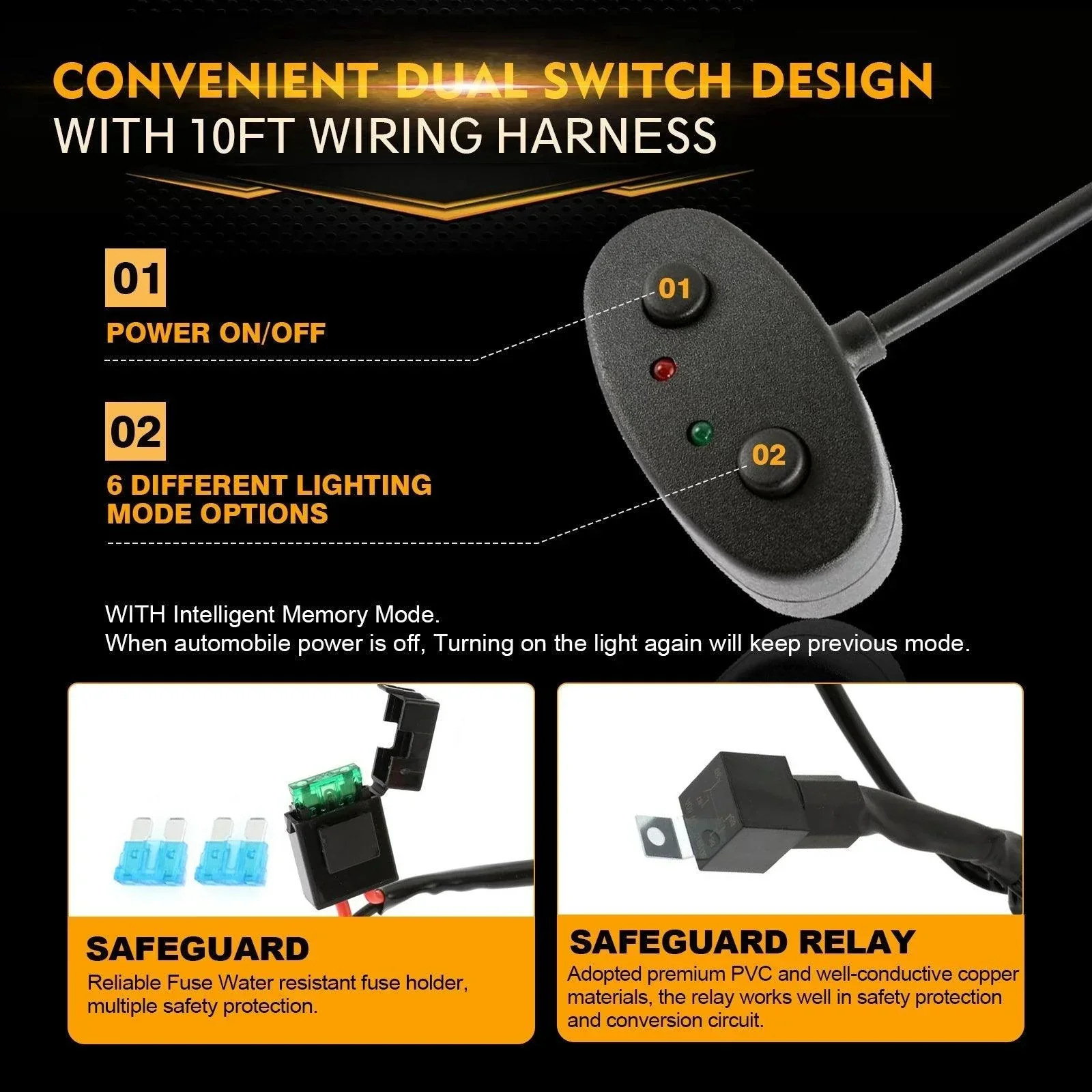 6 Modes Series 22 Inch/30 Inch/42 Inch/50 Inch White&Amber LED Light Bars - Image 10