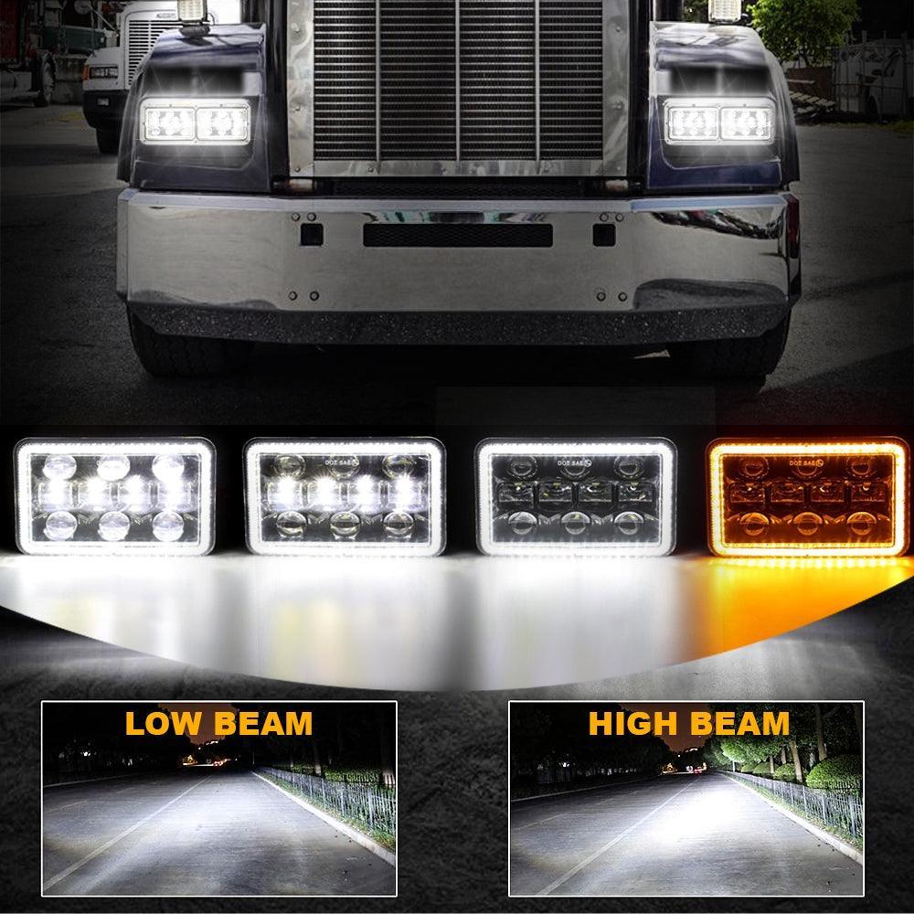 (2PCS/SET)  4x6 inch Sealed Beam LED Headlight with Hi/Low Beam DRL Turn Signal Light - Image 2