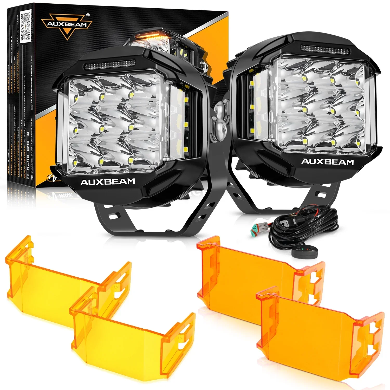V-MAX Series | 5 Inch 168W 16440LM Spot Beam Side Shooter LED Round Pod Lights with Amber DRL - Image 24