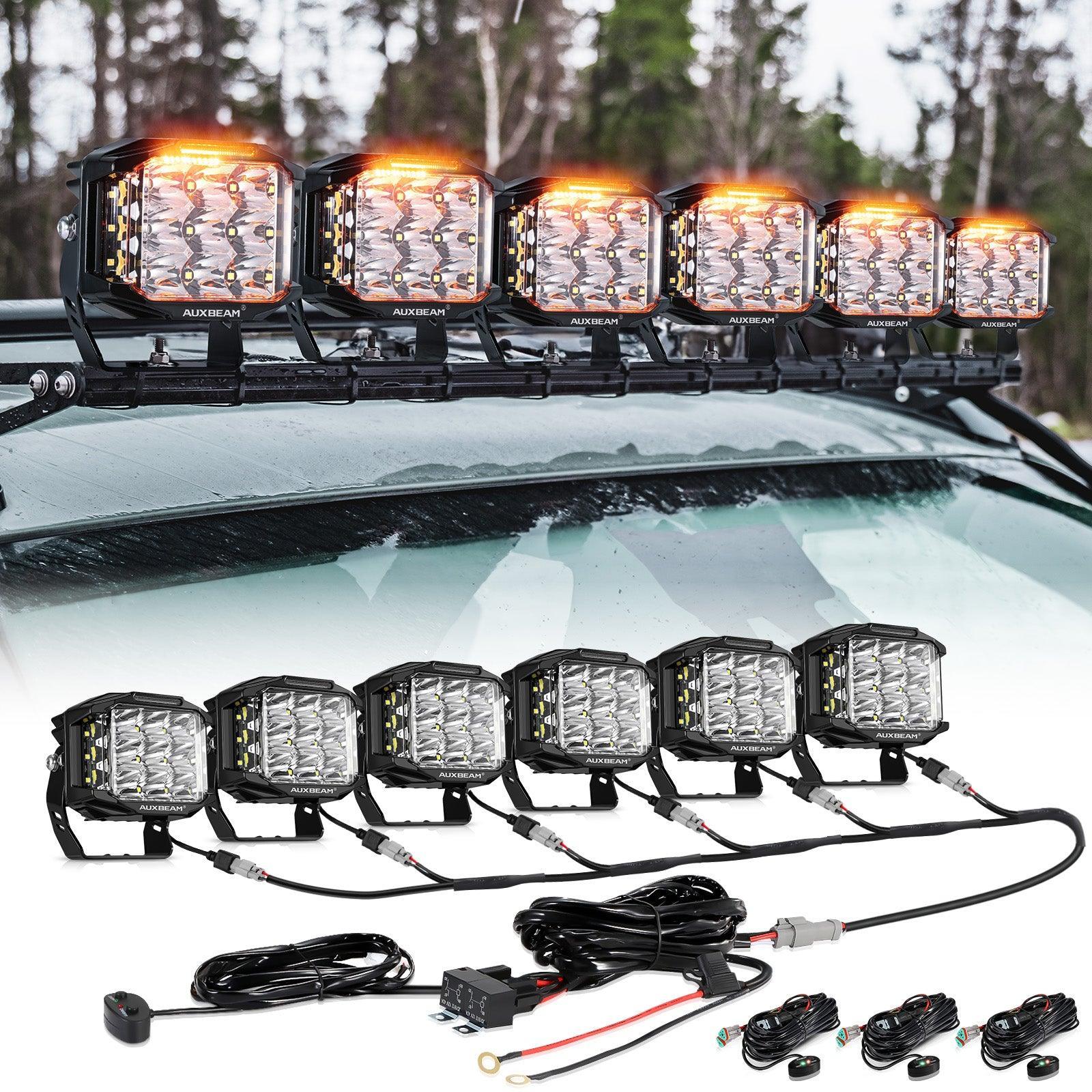 V-MAX Series | 5 Inch 168W 16440LM Spot Beam Side Shooter LED Square Pod Lights with Amber DRL - Image 17
