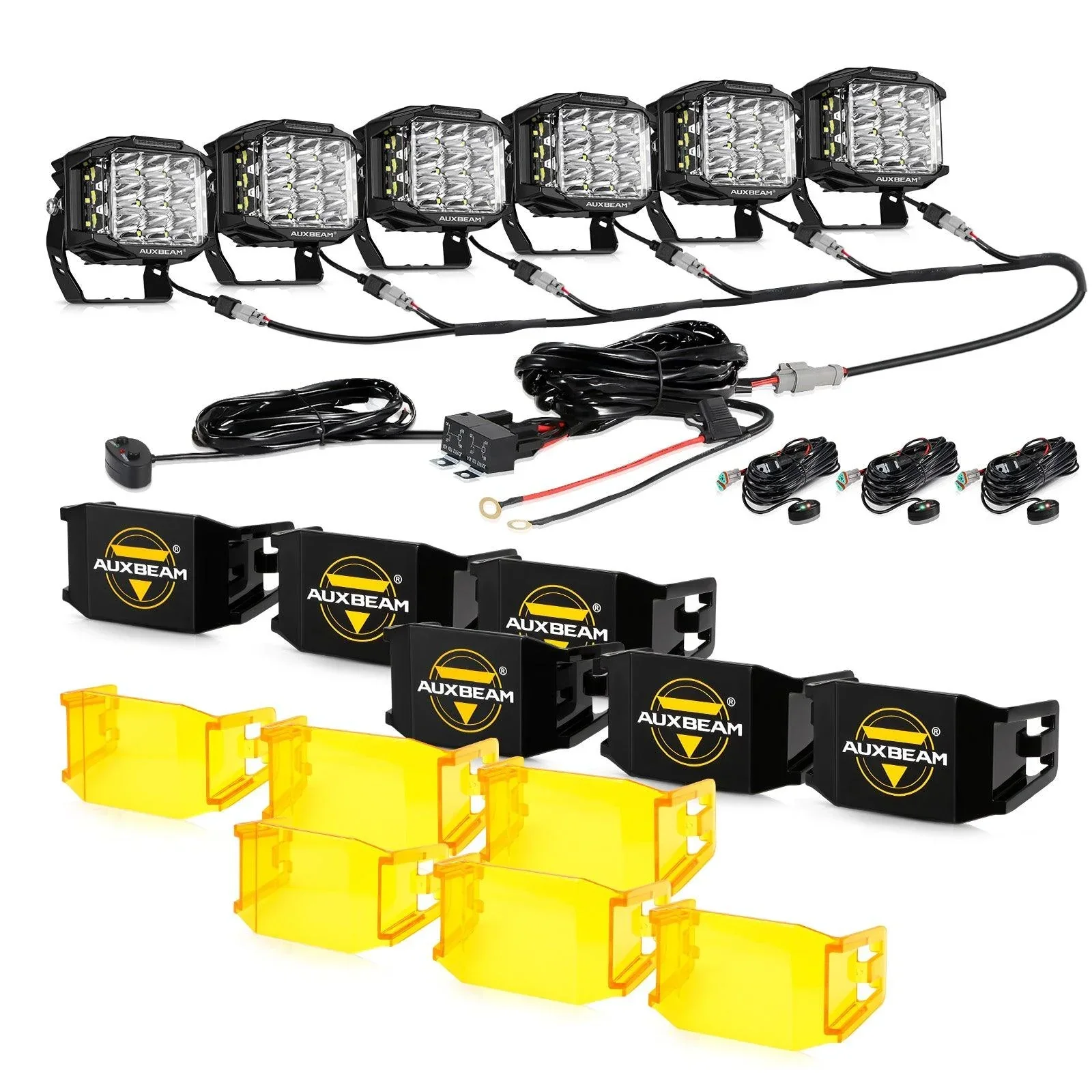V-MAX Series | 5 Inch 168W 16440LM Spot Beam Side Shooter LED Square Pod Lights with Amber DRL - Image 19