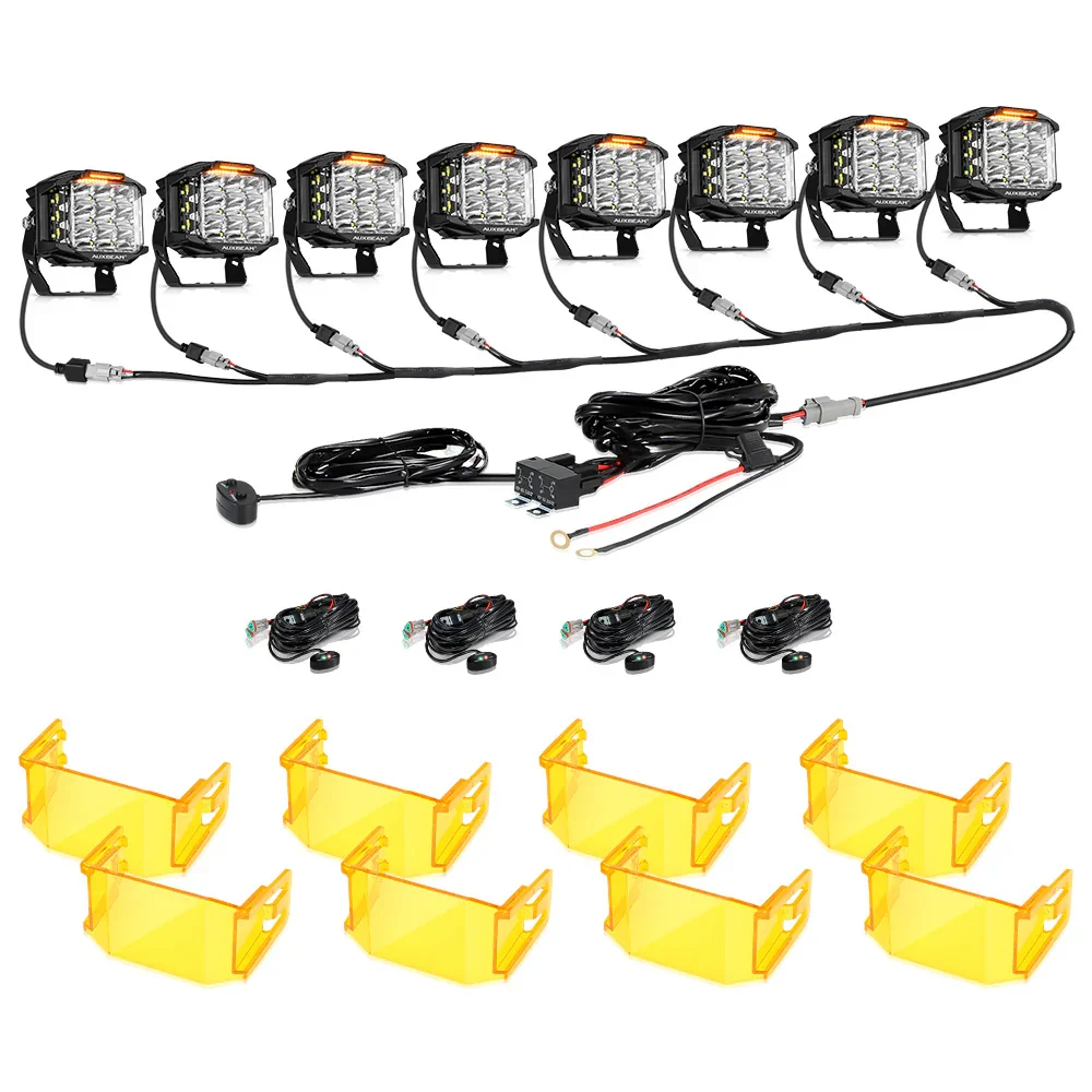 V-MAX Series | 5 Inch 168W 16440LM Spot Beam Side Shooter LED Square Pod Lights with Amber DRL - Image 23