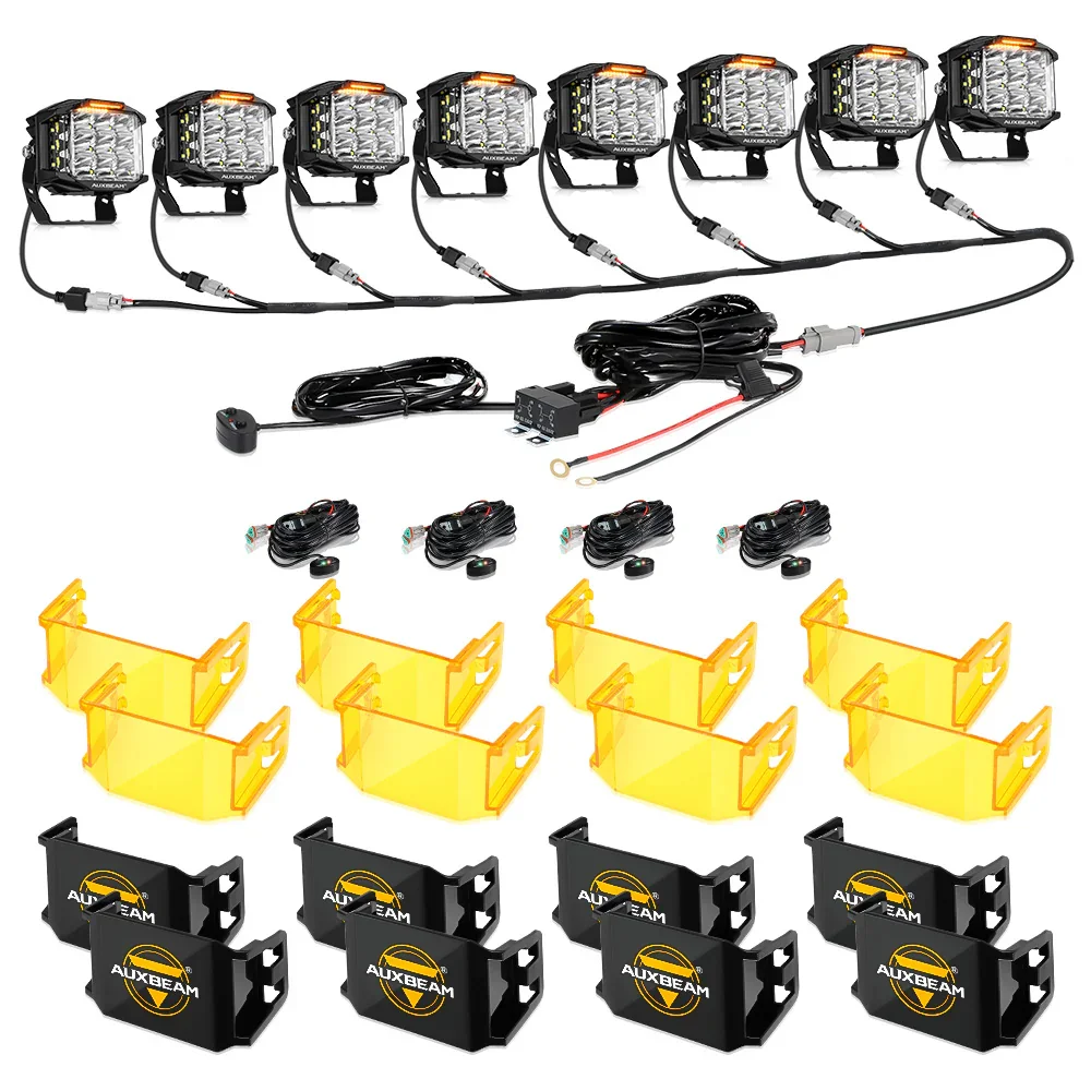 V-MAX Series | 5 Inch 168W 16440LM Spot Beam Side Shooter LED Square Pod Lights with Amber DRL - Image 24