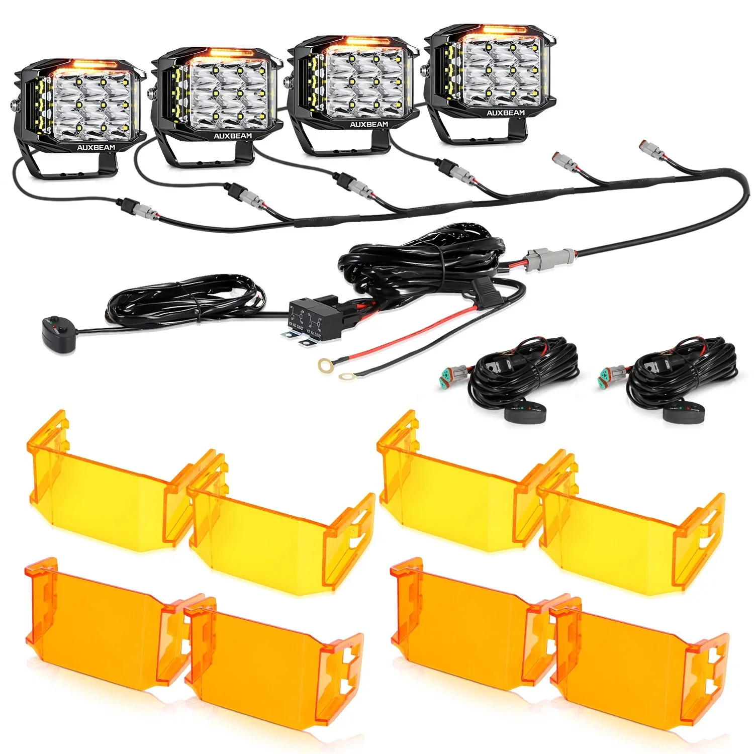 V-MAX Series | 5 Inch 168W 16440LM Spot Beam Side Shooter LED Square Pod Lights with Amber DRL - Image 25