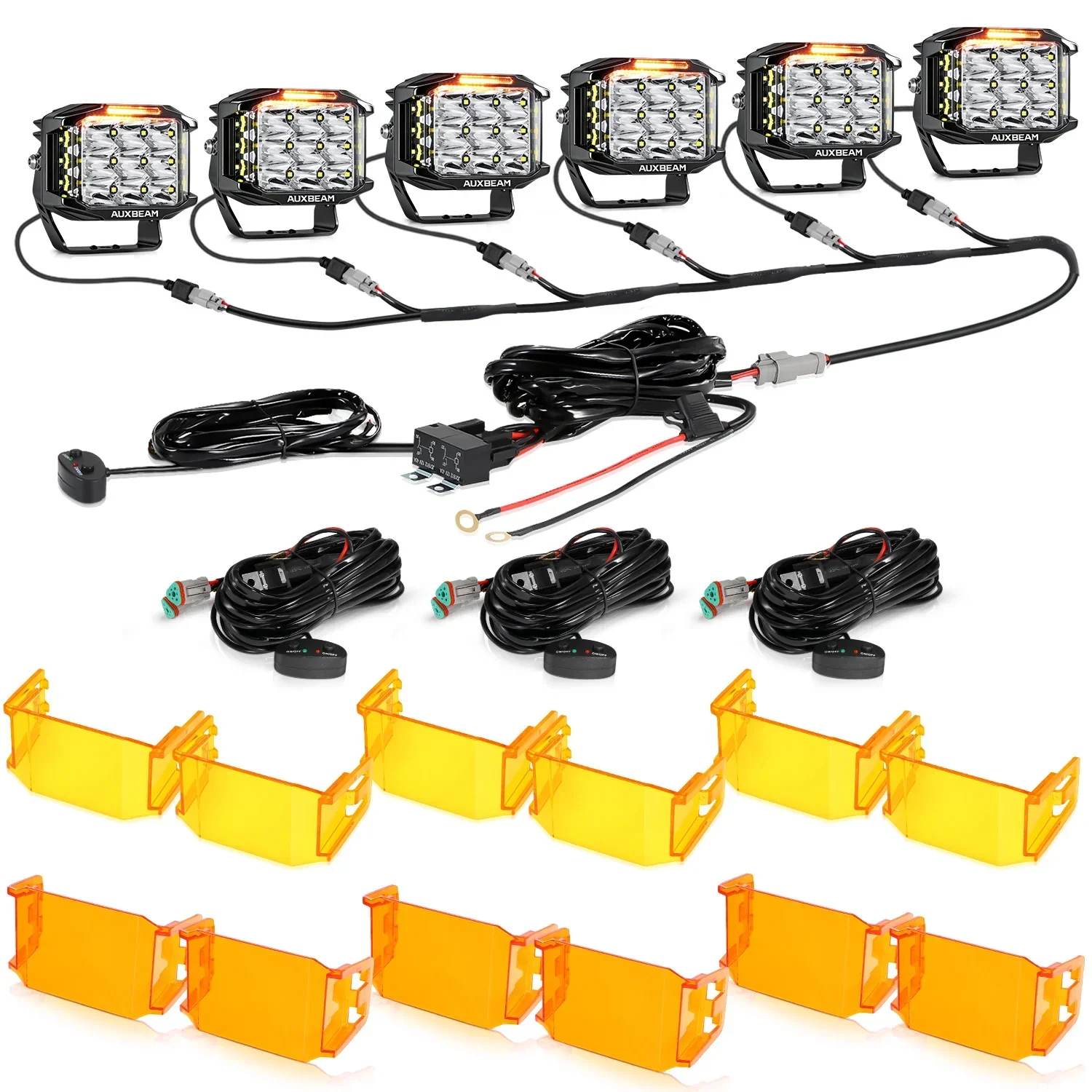 V-MAX Series | 5 Inch 168W 16440LM Spot Beam Side Shooter LED Square Pod Lights with Amber DRL - Image 27