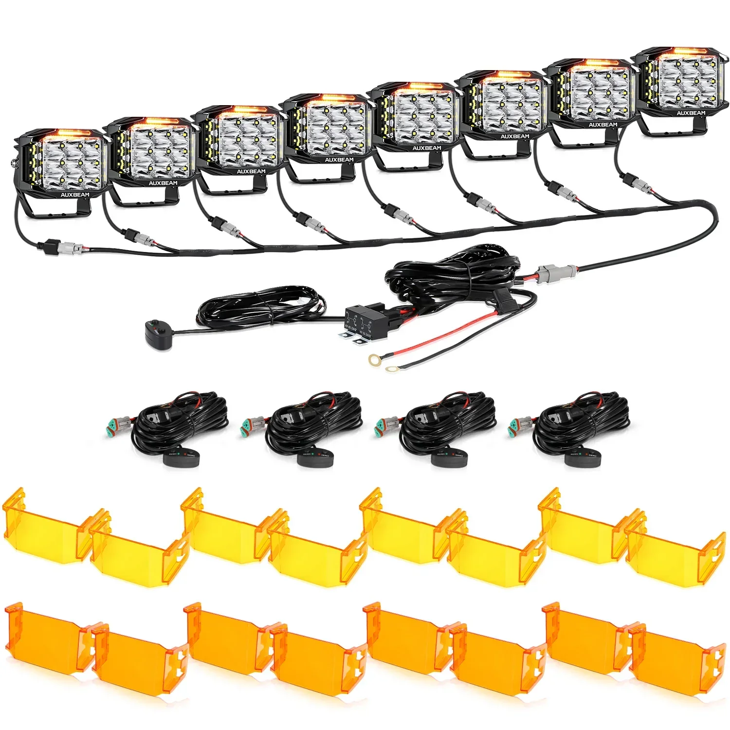 V-MAX Series | 5 Inch 168W 16440LM Spot Beam Side Shooter LED Square Pod Lights with Amber DRL - Image 28