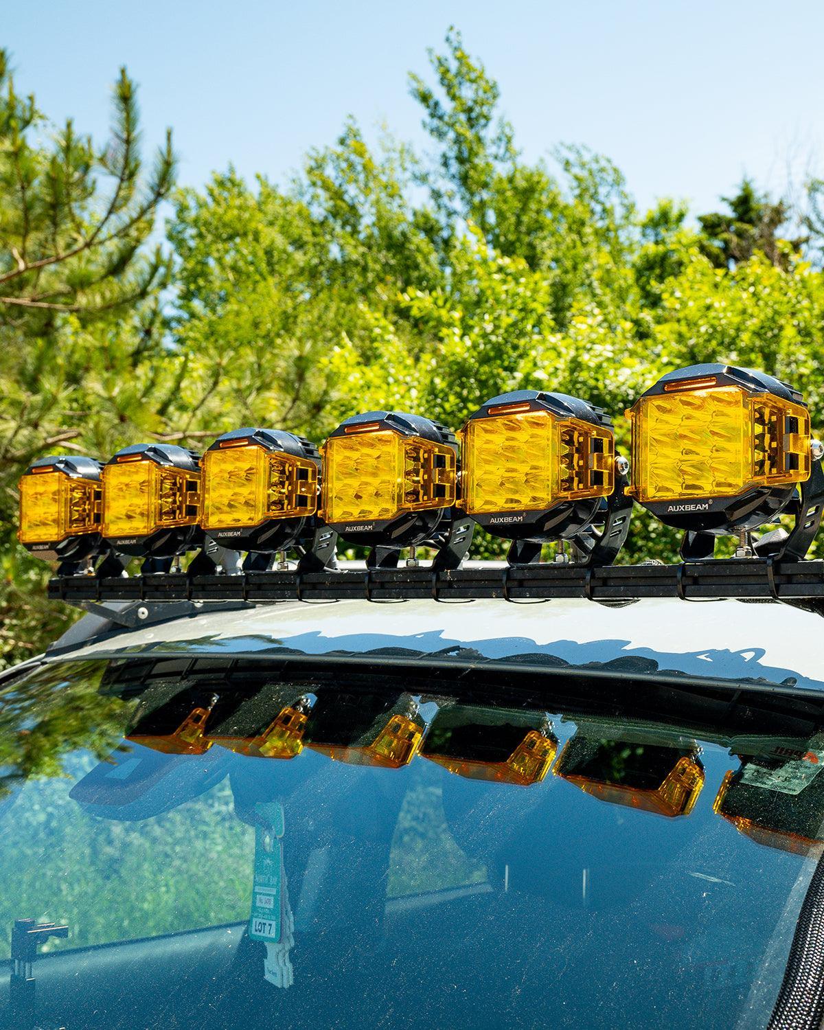 V-MAX Series | 5 Inch 168W 16440LM Spot Beam Side Shooter LED Square Pod Lights with Amber DRL - Image 8