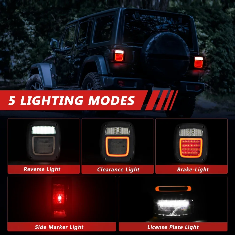 (2pcs/set) Universal Tail Lights 83LEDs for Jeep Wrangler YJ TJ CJ Truck Trailer Boat (Smoked) - Image 3