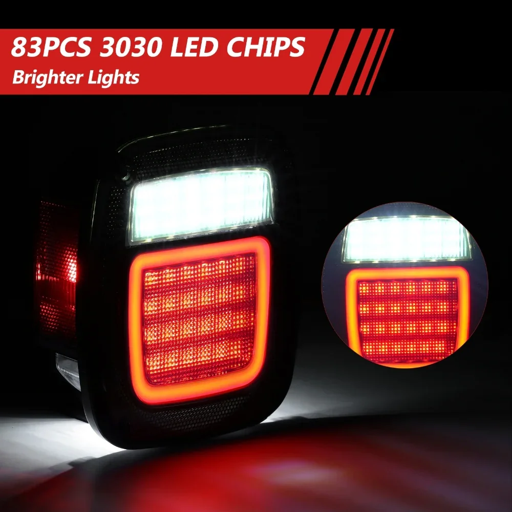 (2pcs/set) Universal Tail Lights 83LEDs for Jeep Wrangler YJ TJ CJ Truck Trailer Boat (Smoked) - Image 6