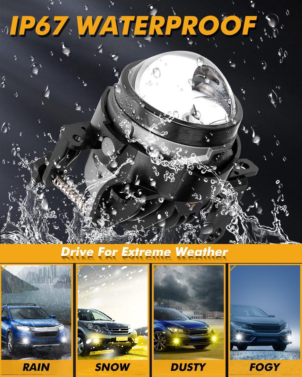 🆕3 Inch 104W Bi-LED Projector Lens Fog Light 3-Colors Switchback Hyperboid Lens Fog Light With High Beam Auxiliary For Toyota/Honda | 2 PCS/Set - Image 10