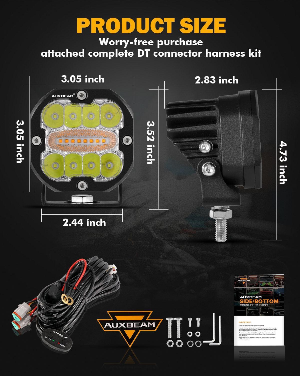 3 Inch 96W 9600LM LED Pods 6 Modes LED Driving Light with A-Pillar Mounting Bracket For Ford Bronco 2/4 Door 2021 2022 - Image 9