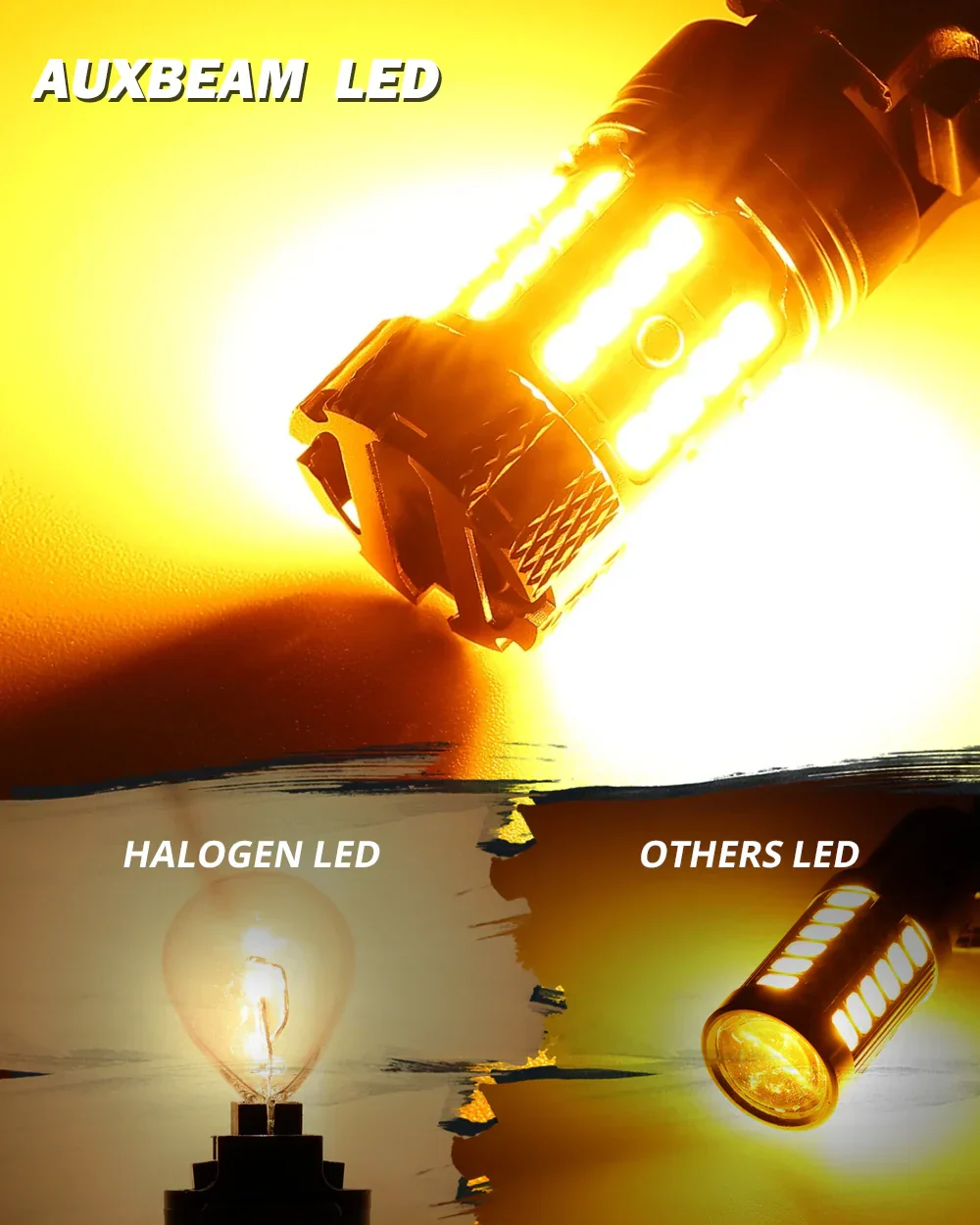 🆕T25 3157 3156 LED Turn Signal Light Rear/Front, Side Marker Light Bulbs 50W 4000LM CAN-Bus Error Free 3000K Amber B21-PRO Series |2 Bulbs - Image 6